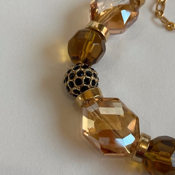 💰 𝕊 𝕠 𝕝 𝕕 💰 Amber Glass Beads & Gold Ball Bracelet 7" - Picture 7 of 9